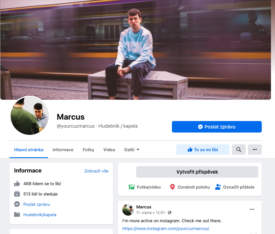 Marcus Facebook profil facebook.com/yourcuzmarcus